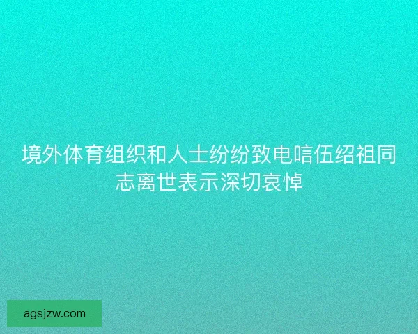 境外体育组织和人士纷纷致电唁伍绍祖同志离世表示深切哀悼